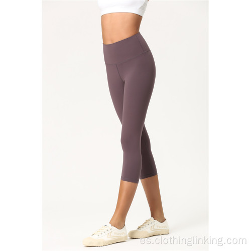 Pantalones de yoga de cintura alta de 3/4 de longitud